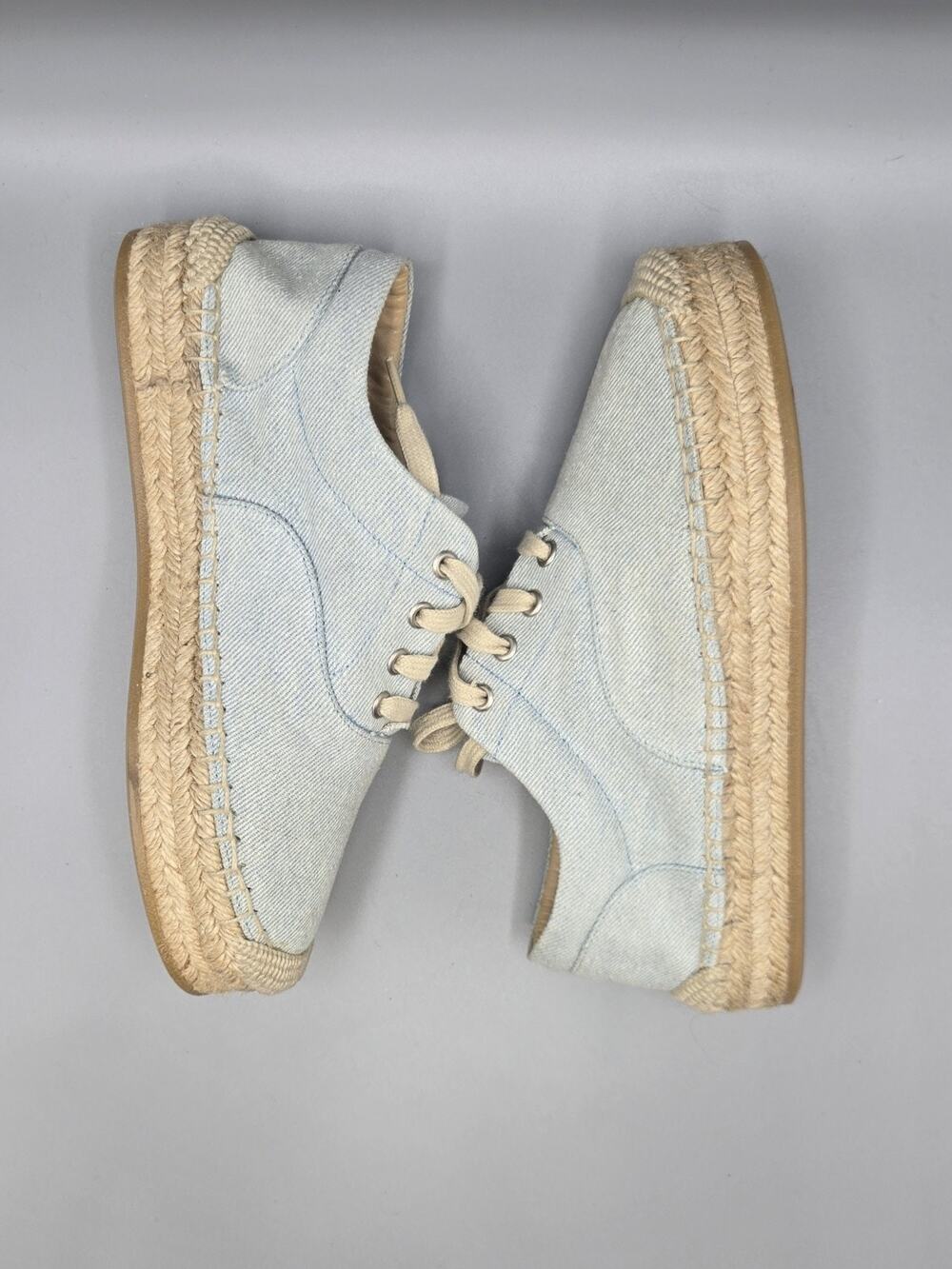 MM6 Maison Margiela Light Denim Lace-Up Platform Espadrilles Size EU 38 / US 8